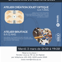 Mardi 3 mars - atelier pour les jeunes